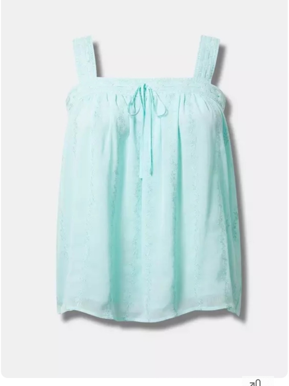 Torrid Water Ballet Aqua Tie-Front Embroidered Square-Neck Tank